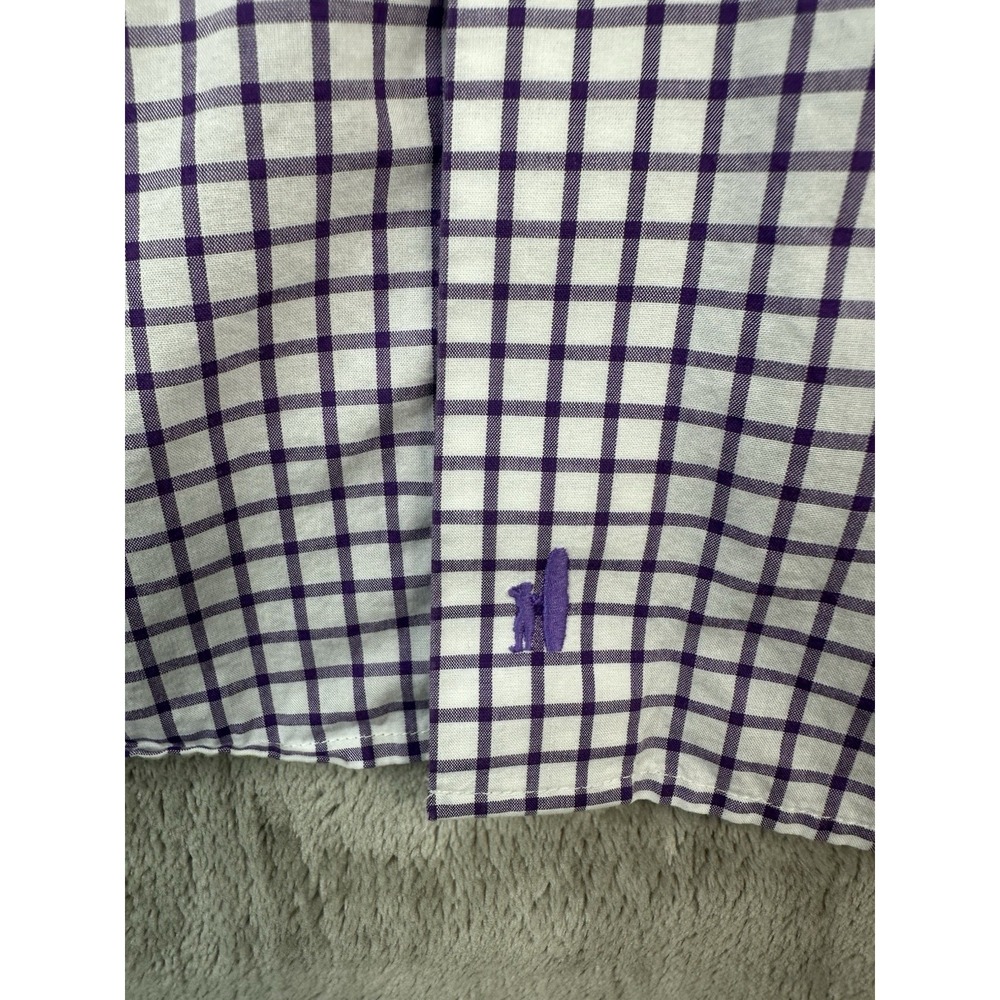 johnnie-O TCU Horned Frogs Embroidered Check Button-Down Shirt Purple/White L - Picture 5 of 12